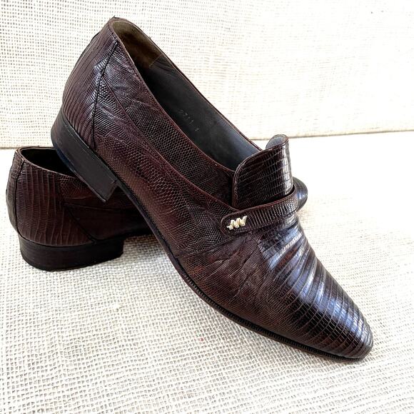 John Weitz Genuine Lizard Dress Loafers, Slip on, Pointed toe, Men's 9 - Picture 1 of 12